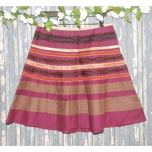 The Limited Ladies A-Line Knee Length Skirt 8 Striped Lined Side Zipper Cotton